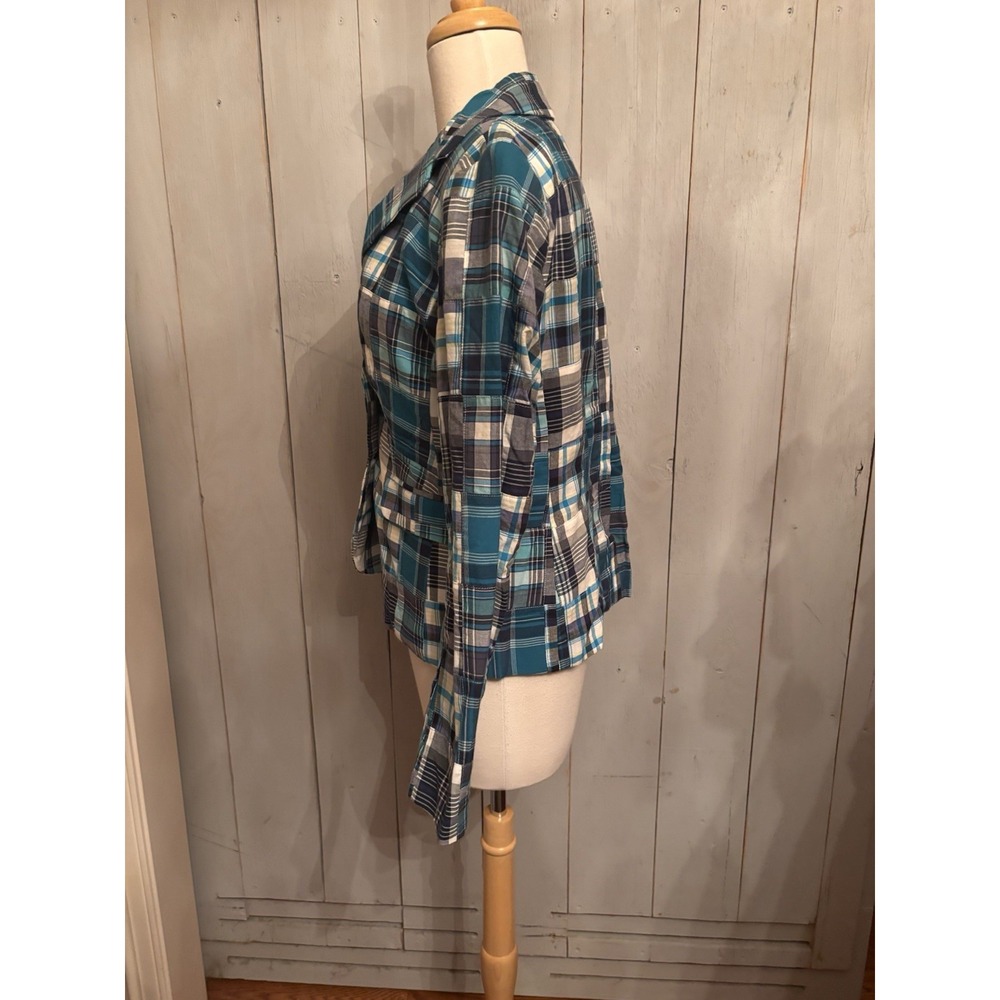 Talbots Patchwork Blazer Button Jacket Size 6 Blu… - image 7